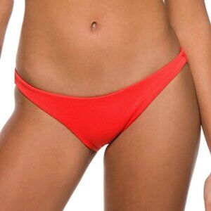 Vitamin A 'Luciana' Textured Hipster Bikini Bottom, Poppy (Red/Orange)